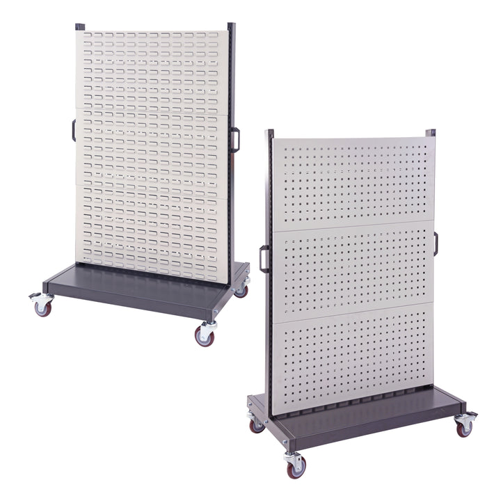 Panel Trolley (1 Side pegboard & 1 side Louvre panel)
