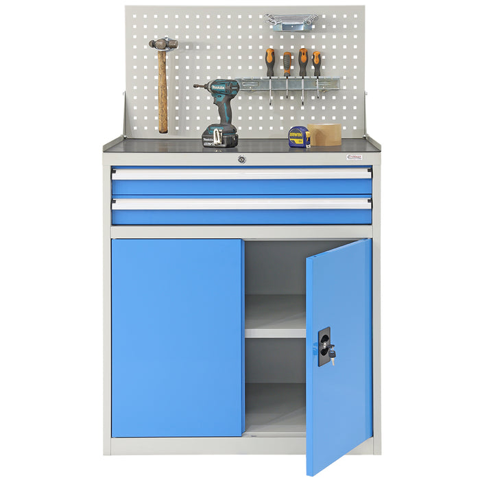 Industrial Cabinet With 2 Drawers pictured with tools