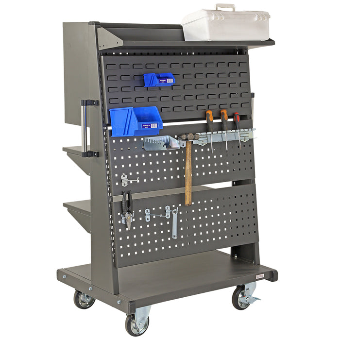 Mobile Panel Cart With Storage Cabinet pictured with tools