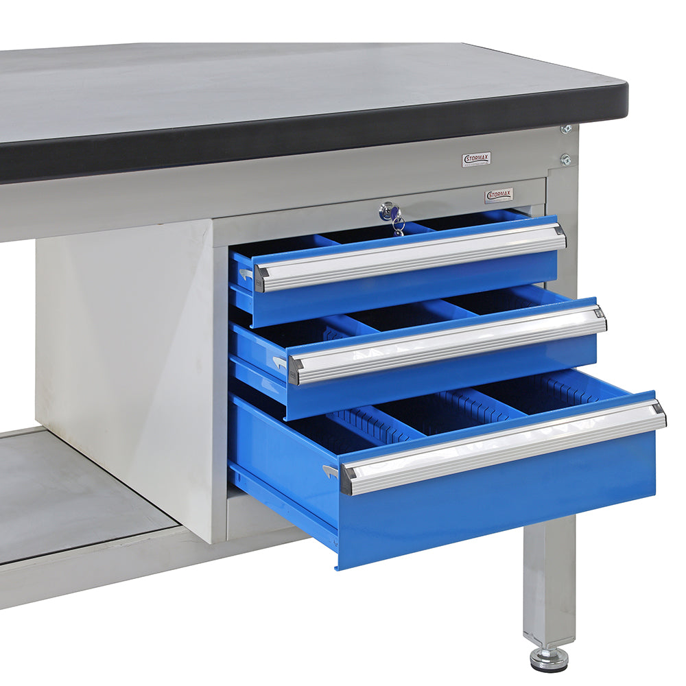 Lockable 3 Drawer Unit 2x100mm , 1x 200mm Drawers — Stormax Materials ...